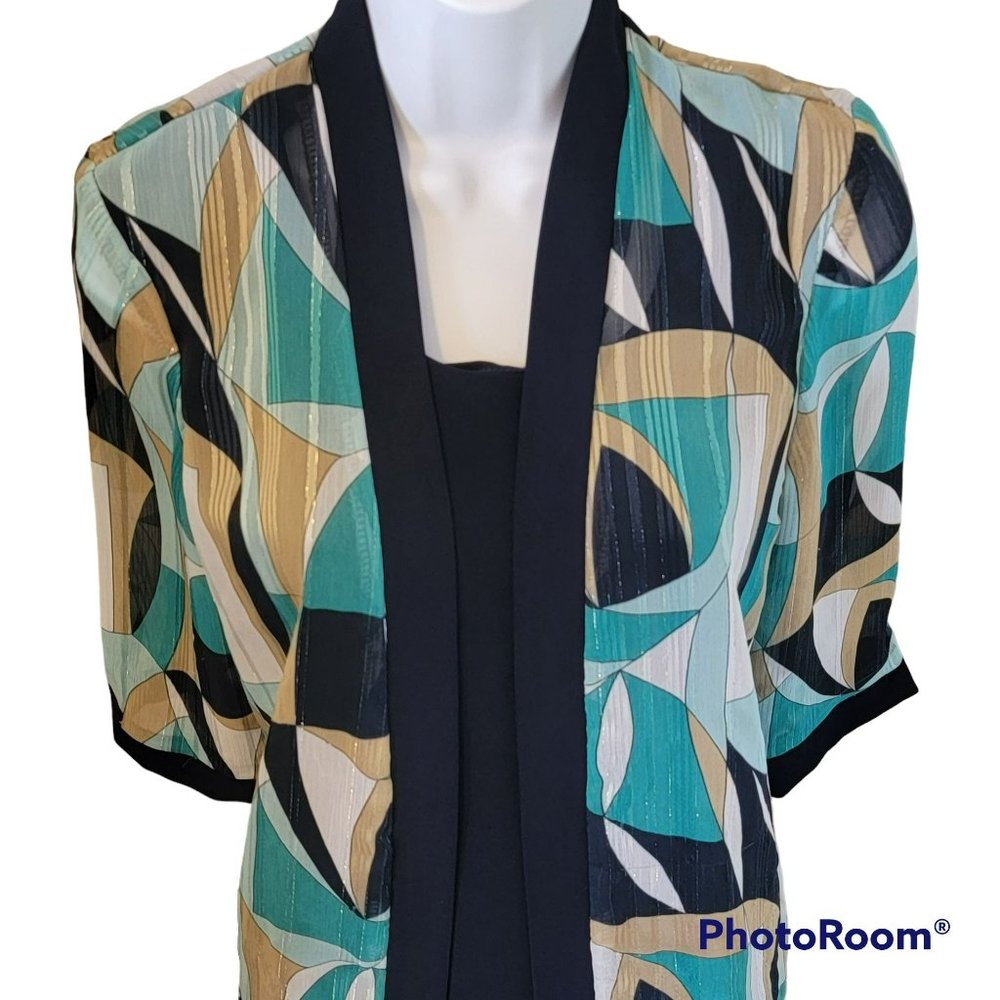 R & M Richards Women's 6P Navy Shell and Multi Color Jacket 1PC - Picture 3 of 10
